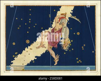 Astronomie. Der Himmelsatlas, die Uranometria, ptolemäische Sternbilder, von Johann Bayer 1572 - 7. März 1625, deutscher Astronom, Perseus, Sternbild des Nordhimmels, Digital verbesserte Reproduktion einer historischen Vorlage Banque D'Images