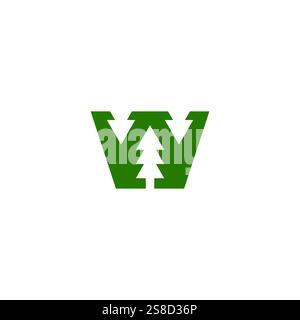 Lettre W logo Pine Forest Illustration de Vecteur