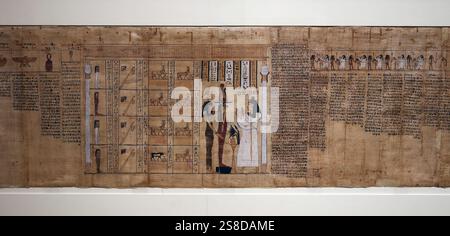 Papyrus d'un Livre des morts, Musée égyptien, Turin, Italie. Banque D'Images