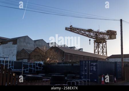 La grue Finnieston ou Stobcross Crane est une grue cantilever géante désaffectée à Glasgow, en Écosse. Banque D'Images
