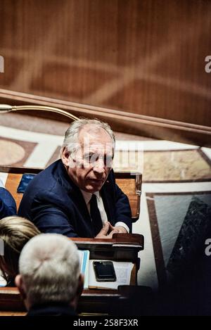 Paris, France. 07 juillet 2024. Antonin Burat/le Pictorium - séance des questions au gouvernement du 21 janvier 2025 à l'Assemblée nationale française - 07/07/2024 - France/Paris - le premier ministre François Bayrou, lors de la séance des questions au gouvernement du 21 janvier 2025 à l'Assemblée nationale française. Crédit : LE PICTORIUM/Alamy Live News Banque D'Images