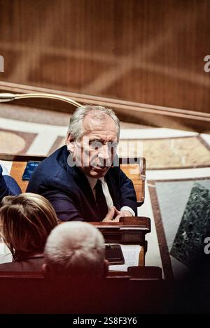 Paris, France. 07 juillet 2024. Antonin Burat/le Pictorium - séance des questions au gouvernement du 21 janvier 2025 à l'Assemblée nationale française - 07/07/2024 - France/Paris - le premier ministre François Bayrou, lors de la séance des questions au gouvernement du 21 janvier 2025 à l'Assemblée nationale française. Crédit : LE PICTORIUM/Alamy Live News Banque D'Images