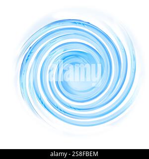 Tourbillon bleu abstrait isolé, peinture liquide sur fond blanc. Banque D'Images