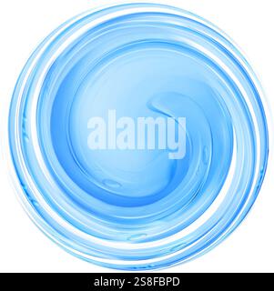fond bleu abstrait avec quelques lignes lisses, crème cosmétique dans un pot sur fond blanc. Banque D'Images