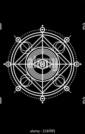 Tous voyant oeil sur Sacred Geometry, conception de logo géométrique de troisième oeil mystique. Emblème occulte de la Providence, de la protection, de la chance, de la magie. Dieu oeil maçonnique Illustration de Vecteur