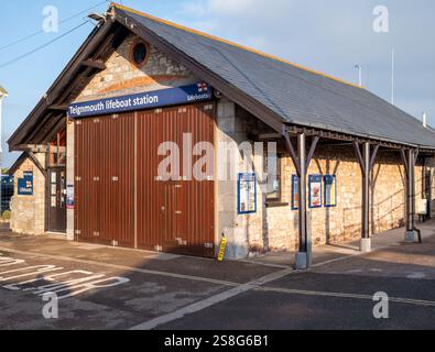 Station de canots de sauvetage de Teignmouth qui abrite le canot de sauvetage. RNLI. Royal National Lifeboat Institute. Banque D'Images