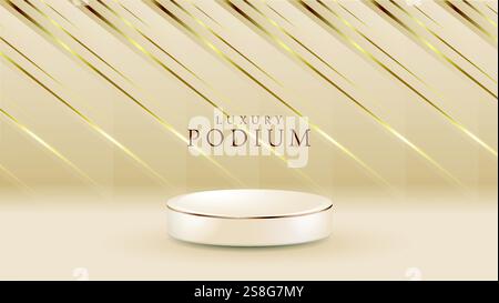 produit podium avec cadre doré 3d design réaliste Illustration de Vecteur