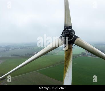 plan aérien d'une éolienne brûlée en allemagne Banque D'Images