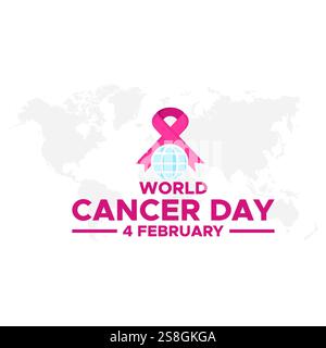 Journée mondiale contre le cancer. Journée du cancer créative. Contexte de la journée mondiale de sensibilisation au cancer. Motif ruban de sensibilisation coloré. vecteur de fond de la journée mondiale du cancer Illustration de Vecteur