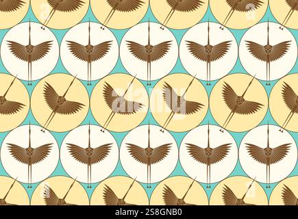 Hérons dans le style Art déco. Modèle sans couture pour la décoration intérieure, les textiles. Décoration à la mode. Texture d'illustration vectorielle isolée sur vintage Illustration de Vecteur