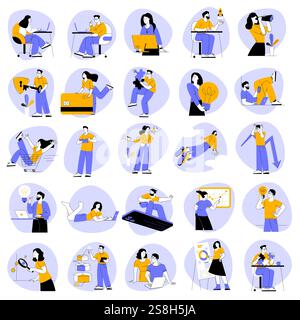 Collecte des flux de travail commerciaux et marketing. Illustration de Vecteur