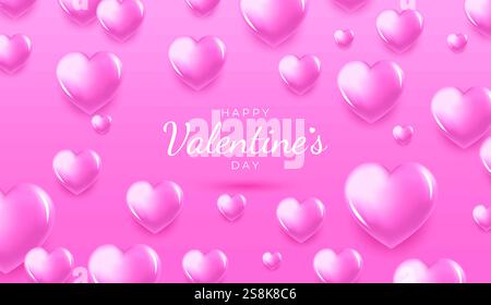 Saint-Valentin avec beaucoup de cœurs doux et sur fond rose. Fond pour l'amour et le concept de la Saint-Valentin Illustration de Vecteur