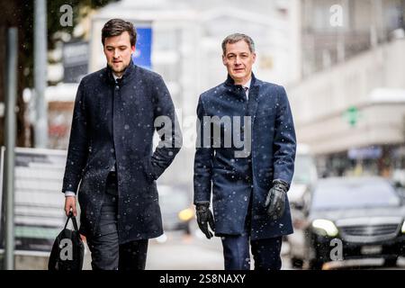 Davos, Suisse. 23 janvier 2025. Le premier ministre sortant Alexander de Croo photographié lors de la réunion annuelle du Forum économique mondial 2025 à Davos, Suisse, jeudi 23 janvier 2025. La réunion annuelle a lieu du 20 au 24 janvier, avec les chefs de gouvernement et les dirigeants économiques. BELGA PHOTO JASPER JACOBS crédit : Belga News Agency/Alamy Live News Banque D'Images