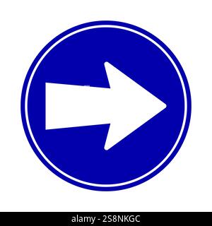 Signe de droite obligatoire. Panneau de signalisation et symbole. Illustration vectorielle. Illustration de Vecteur