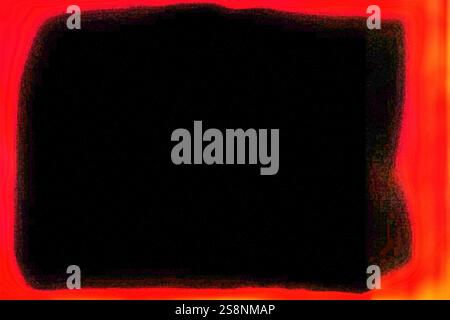 Rectangle noir brûlant dans un fond de flammes rouge et orange Banque D'Images