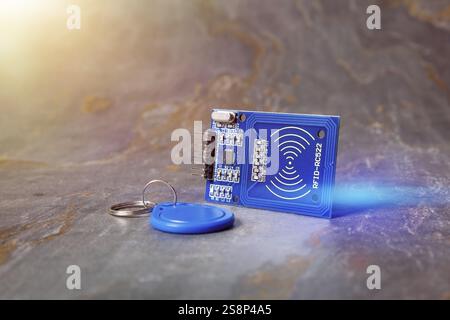 Image d'un capteur à puce rfid avec étiquette clé Banque D'Images