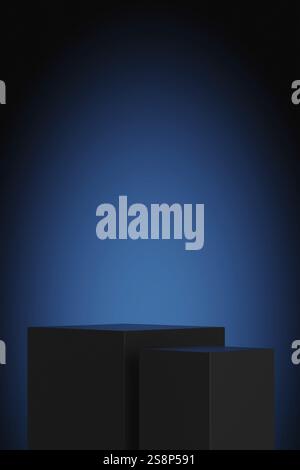 Une illustration 3D à fond bleu s'affiche Banque D'Images