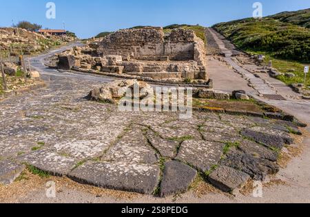 Péninsule de Sinis et ruines historiques, zone Archeologica di Tharros Musée archéologique, Tharros, Europe, Province d'Oristano, Italie Banque D'Images