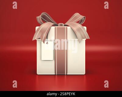 Boîte-cadeau type avec étiquette de prix vierge. 3D illustration Banque D'Images