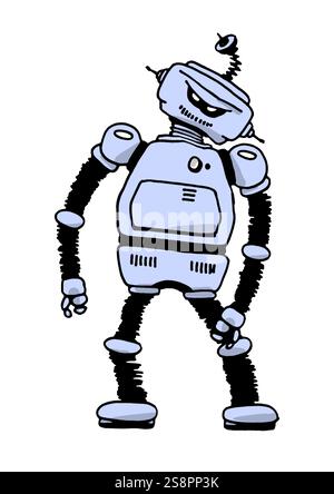Une illustration d'un robot en étain en colère Banque D'Images
