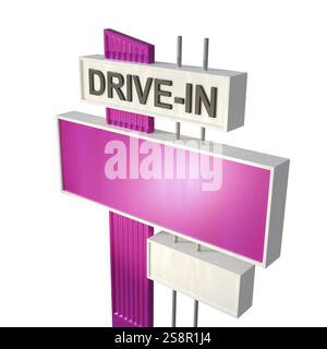 Un panneau de conduite rétro. 3D illustration Banque D'Images