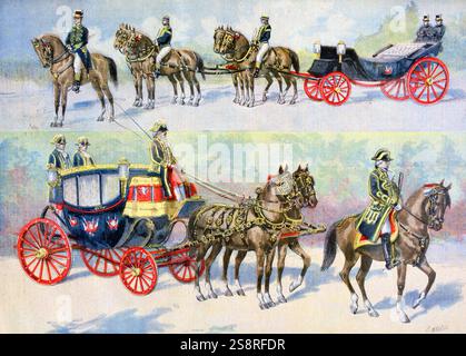L'Alliance franco-russe. Les voitures de l'État français a préparé la visite du Tsar Nicolas II, accompagné de l'impératrice Alexandra de Russie 'Le Petit Journal', Paris, 1896. Banque D'Images