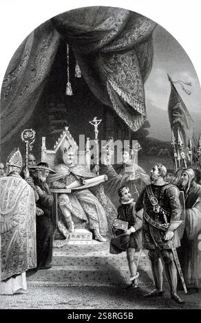 Peinture représentant John, roi d'Angleterre (1166-1216) La Grande Charte d'étanchéité. En date du 13e siècle Banque D'Images