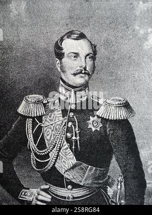 Portrait gravé d'Alexandre II de Russie (1818-1881) Empereur de Russie et Roi de Pologne et Grand-duc de Finlande. En date du 19e siècle Banque D'Images