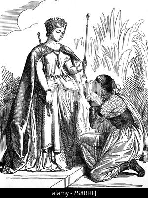Caricature représentant la reine Victoria (1819-1901) reine de Grande-Bretagne et de l'Impératrice de l'Inde. En date du 19e siècle Banque D'Images