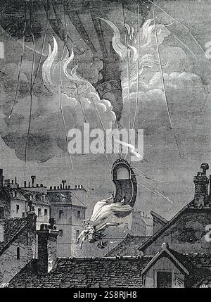 Gravure représentant Sophie Blanchard's fatal accident de montgolfière. Sophie Blanchard (1778-1819) un aéronaute français et l'épouse de Jean-Pierre Blanchard. En date du 19e siècle Banque D'Images