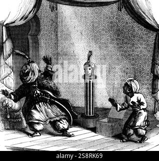 Barbe Bleue, la gravure intitulée 'Penderie'. Barbe-bleue est montré ici pleurer comme il se place devant un piédestal, avec la tête de Jumna placé dessus. En date du 19e siècle Banque D'Images