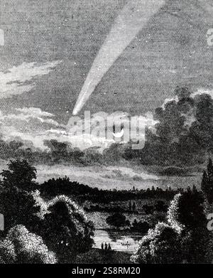 Gravure illustrant la grande comète de 1843. En date du 19e siècle Banque D'Images