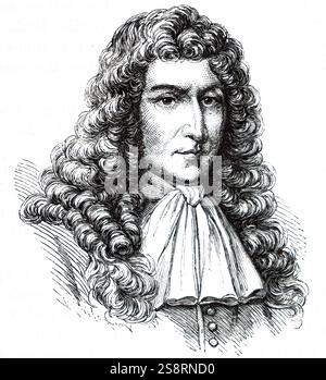 Portrait de Denis Papin (1647-1713) Physicien français, mathématicien et inventeur. En date du 19e siècle Banque D'Images