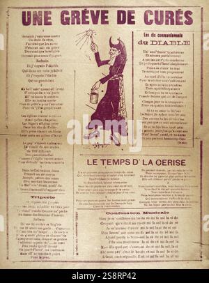 Page d'un song book de chansons de la Commune de Paris 1870. Banque D'Images