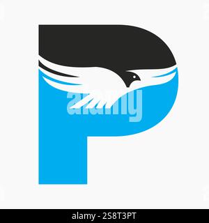 Lettre de monogramme P Flying Eagle logo concept pour l'icône de vitesse et symbole de transport signe vectoriel Illustration de Vecteur