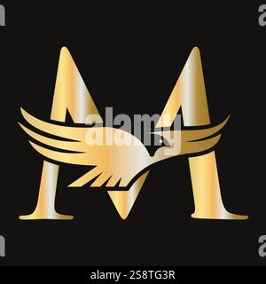 Lettre initiale M Flying Eagle logo concept pour l'icône de vitesse et le symbole de transport symbole vectoriel Illustration de Vecteur