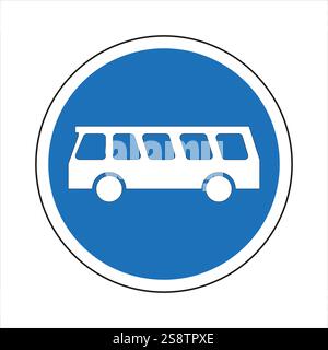 Simple panneau de bus bleu et blanc indiquant un arrêt de bus ou d'autres informations relatives au bus Illustration de Vecteur