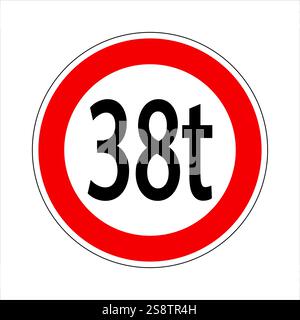 Signalisation routière réglementaire indiquant une limite de poids pour les véhicules, améliorant la sécurité routière et la préservation des infrastructures Illustration de Vecteur