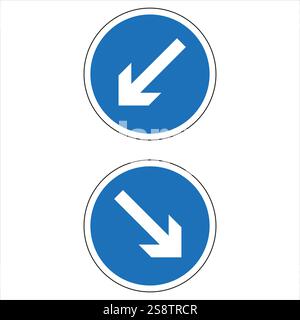 Deux bleus et blancs obligatoires garder les panneaux de signalisation à gauche, isolés sur fond blanc Illustration de Vecteur