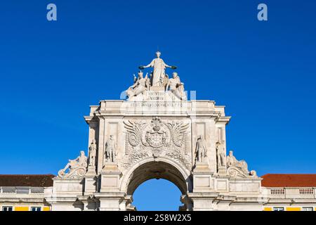 Lisbonne, Portugal, Europe - 13 janvier 2025 : vue panoramique de l'Arc de Rua Augusta à Lisbonne Banque D'Images