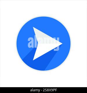 Icône de flèche sur le cercle bleu avec une longue ombre. Contenant la flèche du curseur, changer, transférer, basculer, permuter, échanger, actualiser les icônes de symbole. Vecteur Illustration de Vecteur