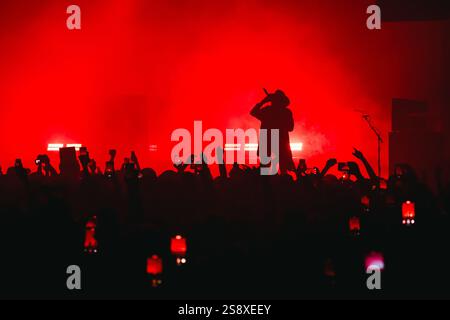 Milan, Italie. 22 janvier 2025. JPEGMafia se produit en direct lors du Lay Down My Life Tour à Alcatraz à Milan, en Italie, le 22 janvier 2025 (photo Alessandro Bremec/NurPhoto). Crédit : NurPhoto SRL/Alamy Live News Banque D'Images