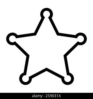 Icône de l'étoile du shérif noir et blanc, loi de police de l'écusson de l'étoile du shérif Illustration de Vecteur