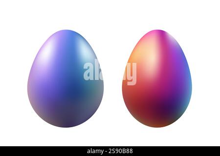 Oeuf de Pâques 3d rose, violet, volumétrique simple, lisse , vecteur Illustration de Vecteur