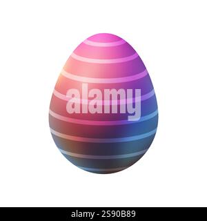 3d œuf de pâques rose, violet, volumétrique avec des rayures, vecteur Illustration de Vecteur