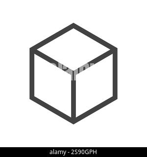 cube d'icône de ligne isolé sur fond blanc Illustration de Vecteur