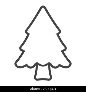 vecteur d'arbre de pin de noël d'icône de ligne plat sur backgroud blanc Illustration de Vecteur
