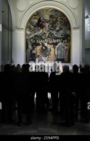 Le tableau 'L'enterrement du comte d'Orgaz', par El Greco, à l'église Santo Tomé à Tolède, Espagne. Banque D'Images