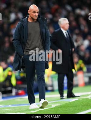 Thomas Letsch, entraîneur-chef du Red Bull Salzburg FC, lors du match de Ligue des champions de l'UEFA entre le Real Madrid et le Red Bull FC Salzburg, a joué au stade Santiago Bernabeu le 22 janvier 2025 à Madrid, en Espagne. (Photo de Bagu Blanco / PRESSINPHOTO) Banque D'Images