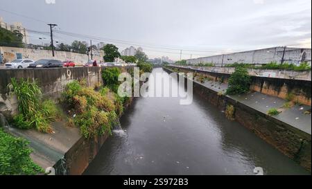 24 janvier 2025, Sao Paulo, Sao Paulo, Brésil : Sao Paulo (SP), 01/24/2025 Météo/pluie - niveau de la rivière Tamanduatei, région de la station Tamanduatei, dans l'après-midi du lundi 24 janvier 2025. (Foto : Milene Cardoso/Thenews2/Zumapress) (crédit image : © Milene Cardoso/TheNEWS2 via ZUMA Press Wire) USAGE ÉDITORIAL SEULEMENT! Non destiné à UN USAGE commercial ! Crédit : ZUMA Press, Inc/Alamy Live News Banque D'Images